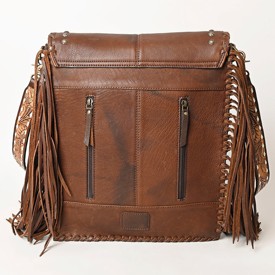 American Darling Hand Woven Saddle Blanket Fringed Cross body Bag Vegetable-Tanned Leather Rivetted Hand Tooled Western Purse