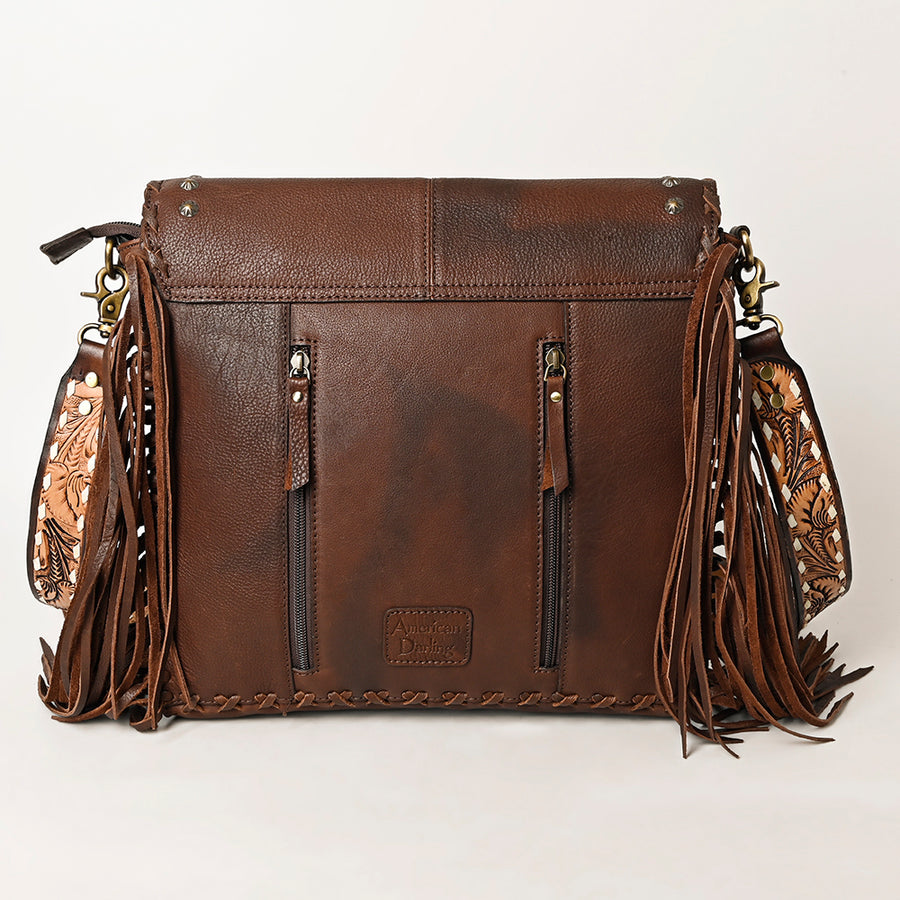 American Darling Hand Woven Saddle Blanket Fringed Cross body Bag Vegetable-Tanned Genuine Leather Rivetted Western Purse