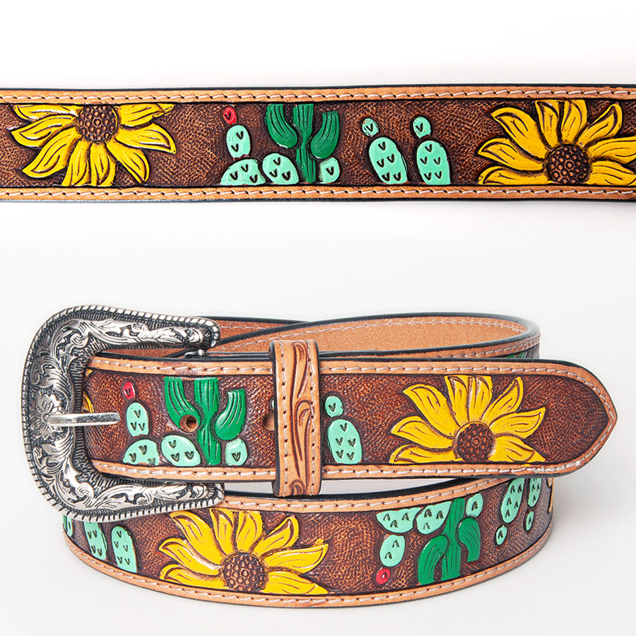 Beautifully Hand Tooled Hand Painted Genuine American Leather Belt Men and Women - Uhorse