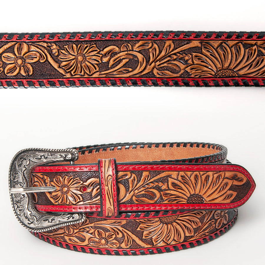 Beautifully Hand Tooled Genuine American Leather Belt Men and Women - Uhorse