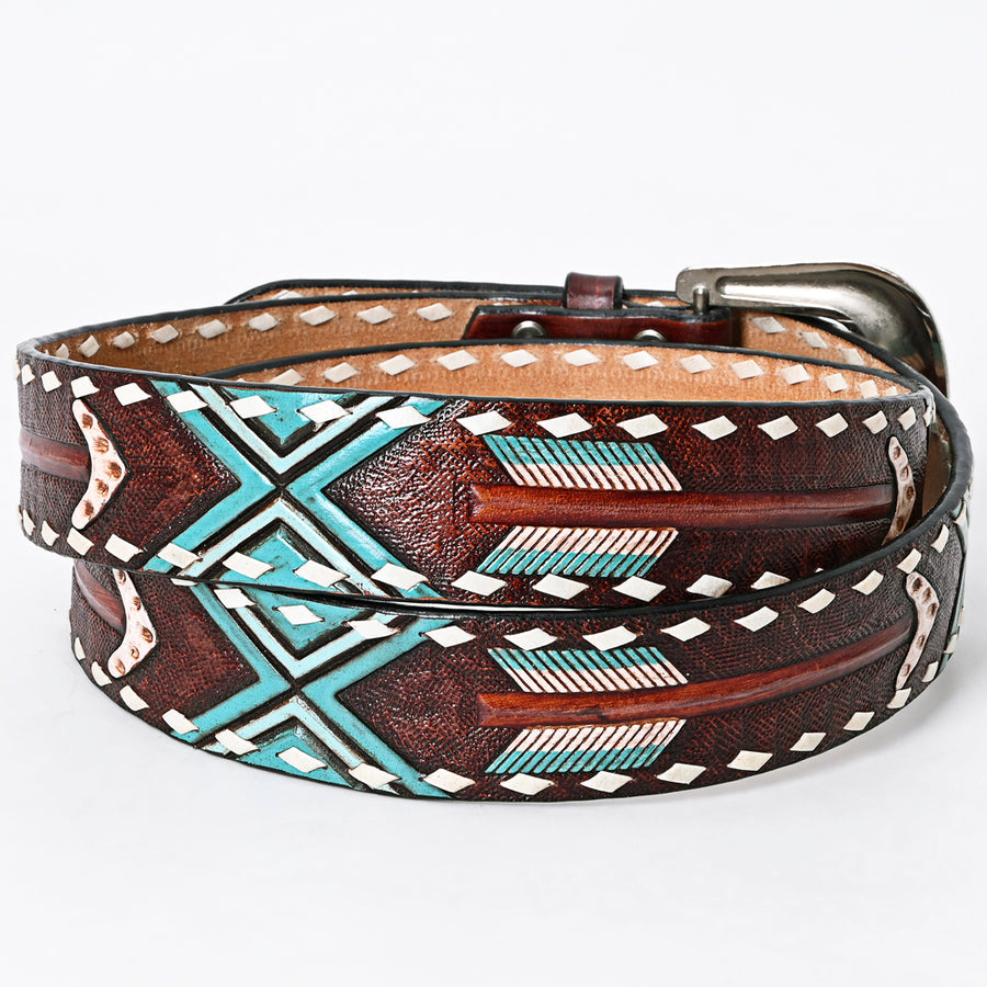 American Darling Beautifully Hand Tooled Tan Genuine Leather Belt Men and Women Western with Removable Buckle