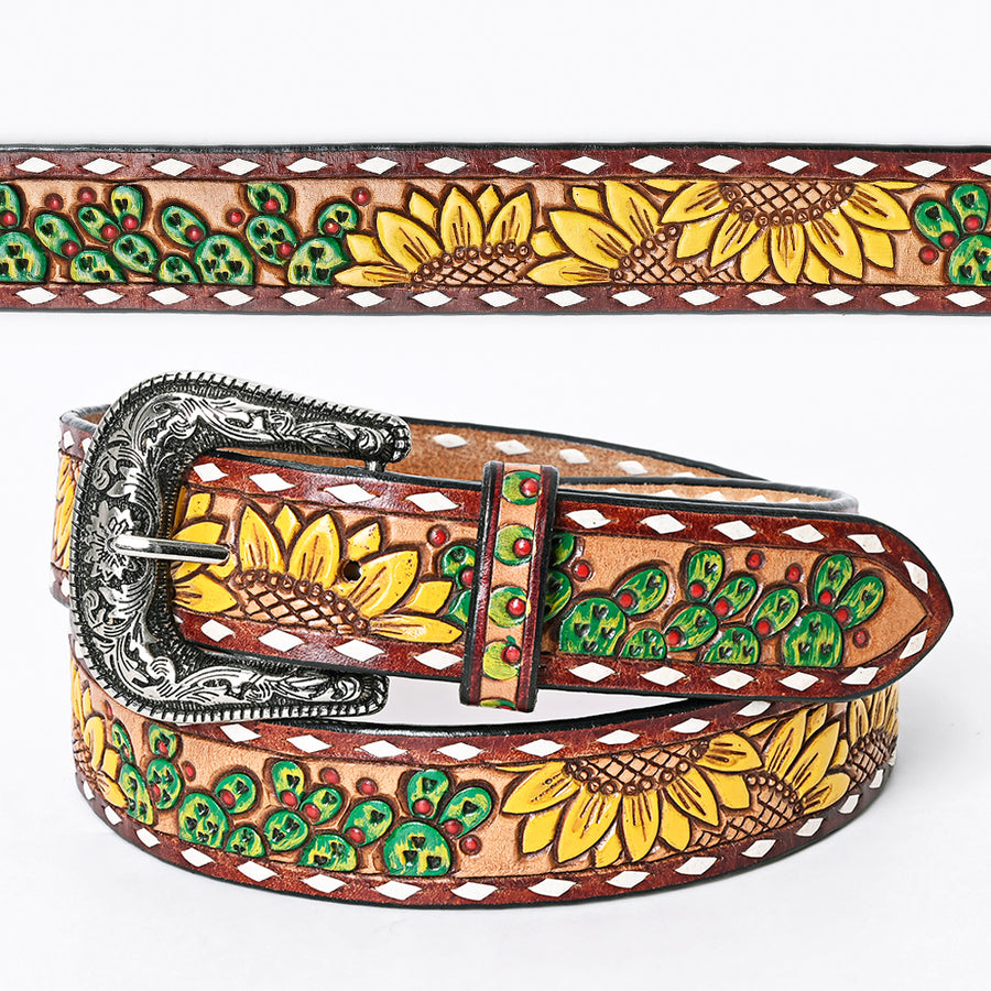 Beautifully Hand Tooled Hand Painted Genuine American Leather Belt Men and Women - Uhorse