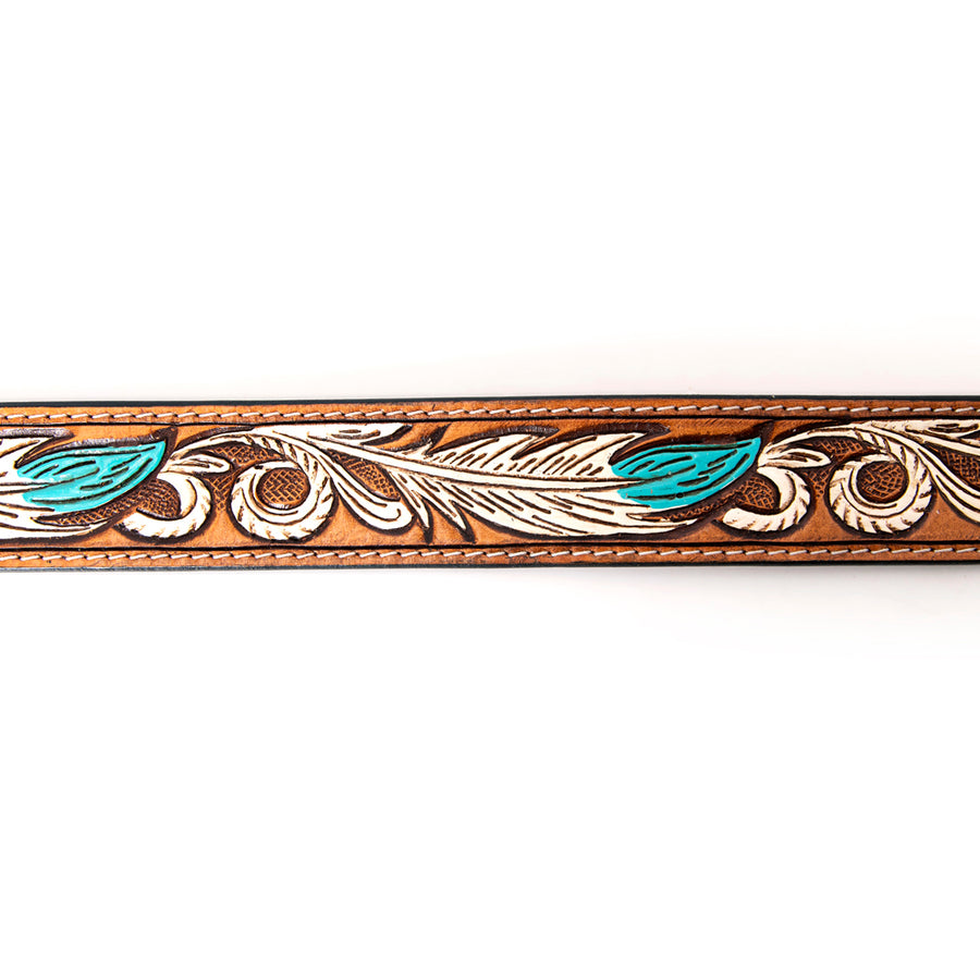 American Darling Beautifully Hand Tooled Tan Genuine Leather Belt Men and Women Western with Removable Buckle