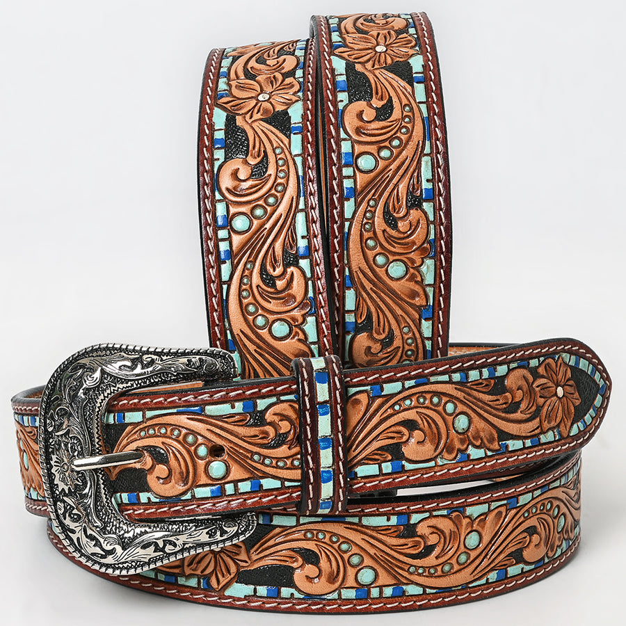 Beautifully Hand Tooled Genuine American Leather Belt Men and Women - Uhorse