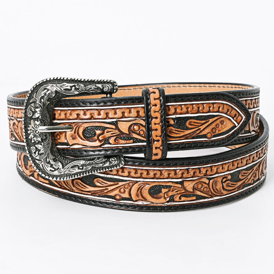 American Darling Beautifully Hand Tooled Tan Genuine Leather Belt Men and Women Western with Removable Buckle