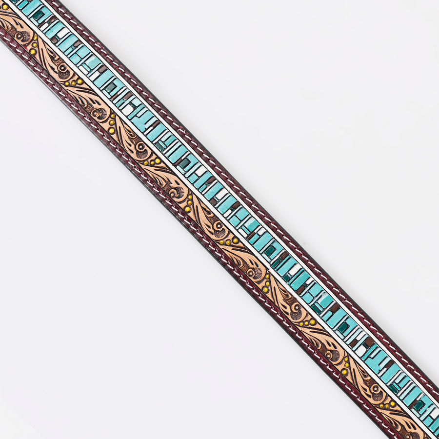 American Darling Beautifully Hand Tooled Green Genuine Leather Belt Men and Women Western with Removable Buckle