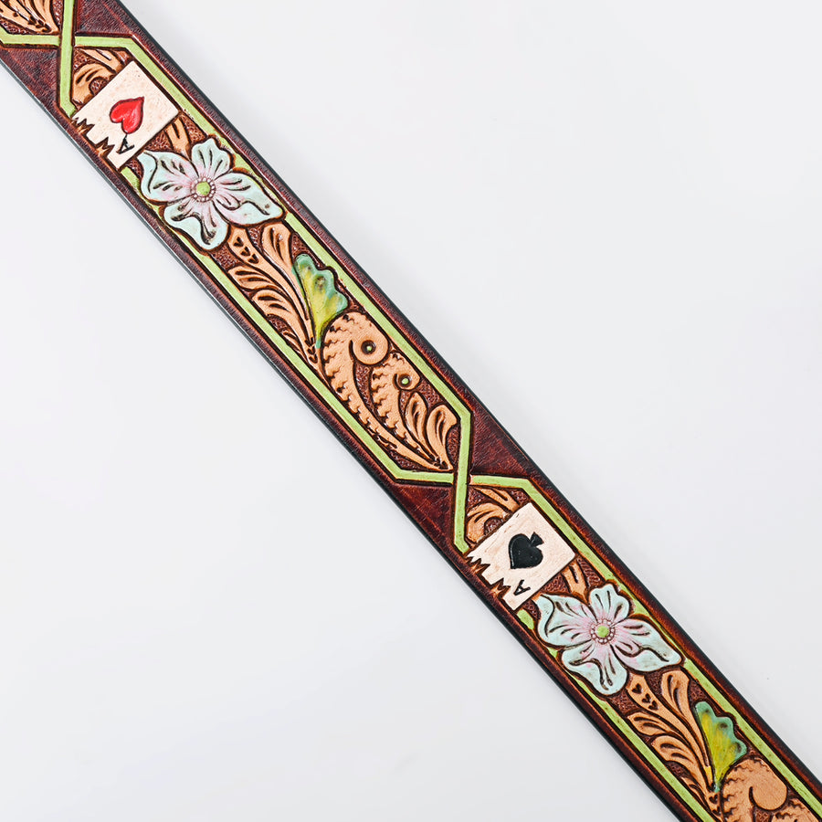 American Darling Beautifully Hand Tooled Green Genuine Leather Belt Men and Women Western with Removable Buckle