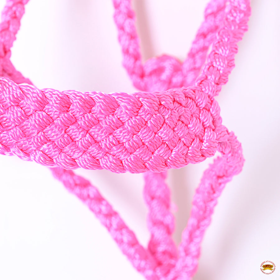 Hilason Braided Nylon Knotted Rope Horse Halter With 8 Ft. Lead Rope Heavy Duty Training Halter