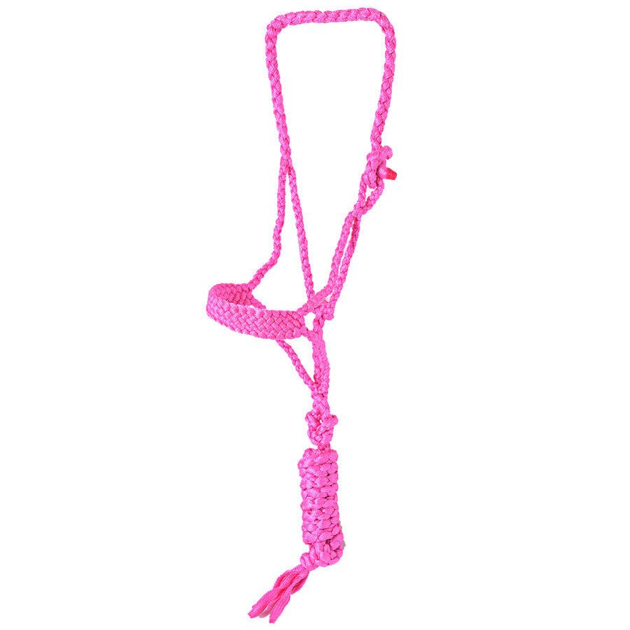 Hilason Braided Nylon Knotted Rope Horse Halter With 8 Ft. Lead Rope Heavy Duty Training Halter - Uhorse