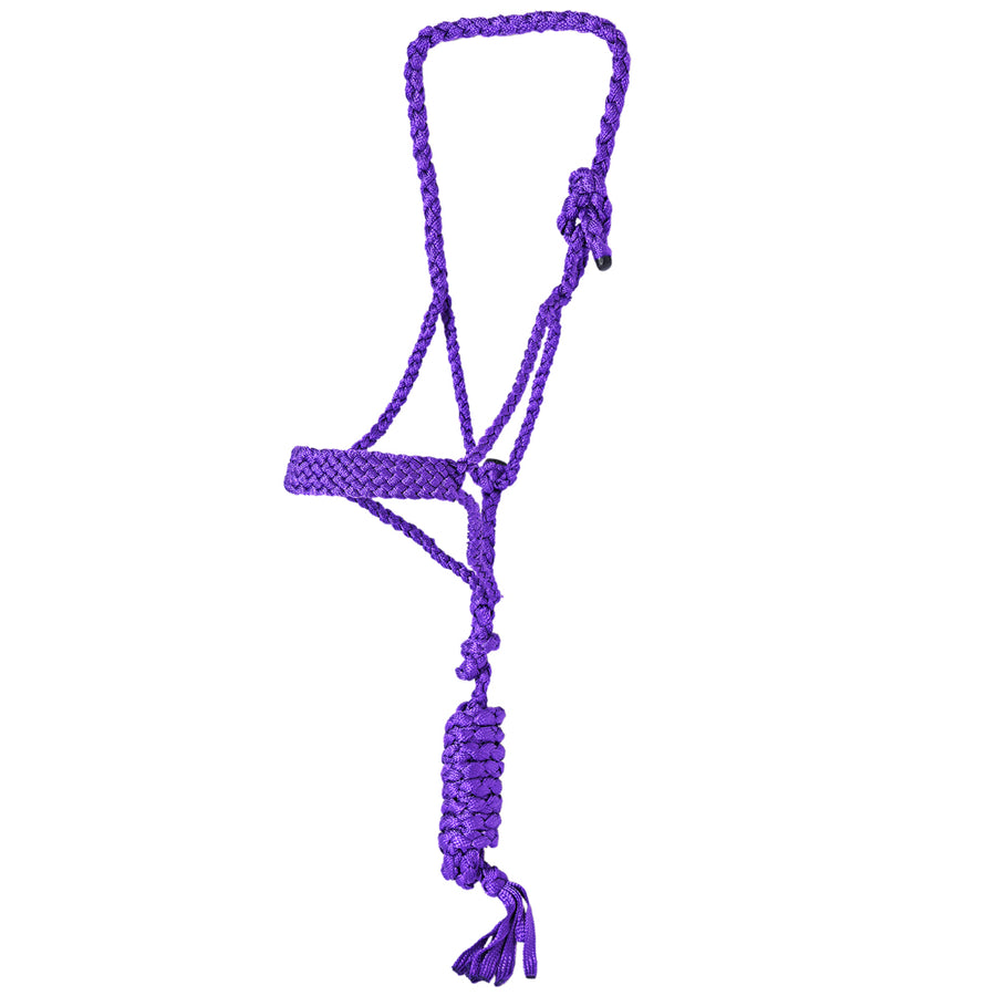 Hilason Braided Nylon Knotted Rope Horse Halter With 8 Ft. Lead Rope Heavy Duty Training Halter - Uhorse
