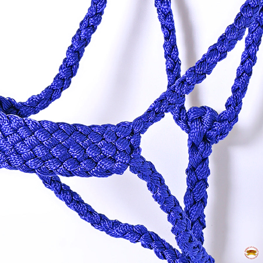 Hilason Braided Nylon Knotted Rope Horse Halter With 8 Ft. Lead Rope Heavy Duty Training Halter