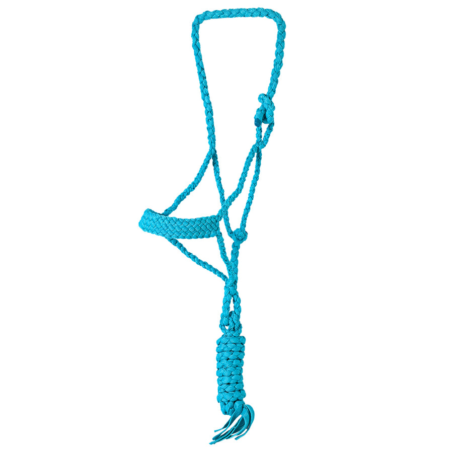Hilason Braided Nylon Knotted Rope Horse Halter With 8 Ft. Lead Rope Heavy Duty Training Halter - Uhorse