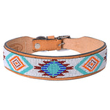 Hilason Western Style Heavy Duty Beaded American Leather Pet Dog Collar