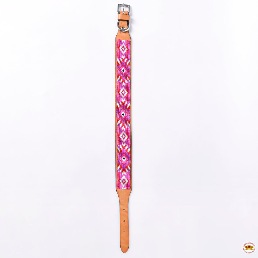 Hilason Western Style Heavy Duty Beaded American Leather Pet Dog Collar