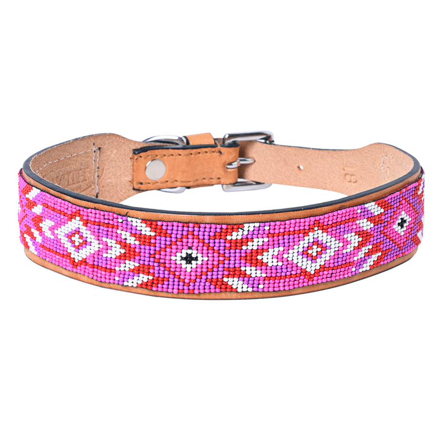 Hilason Western Style Heavy Duty Beaded American Leather Pet Dog Collar - Uhorse