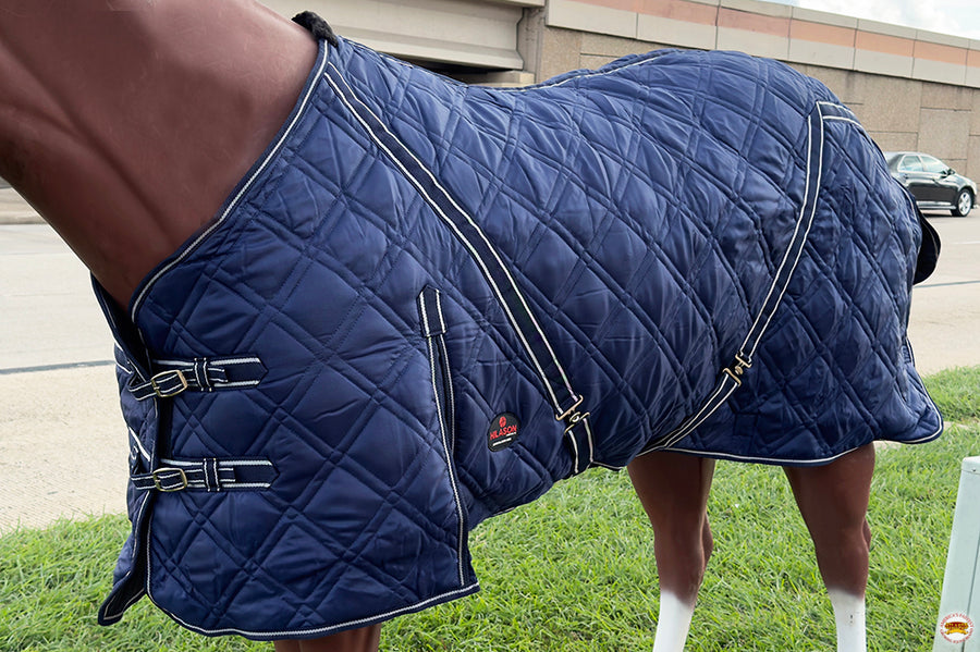 HILASON Western Horse Stable Blanket Quilted | Blankets for Winter Water Resistant Horses Blue