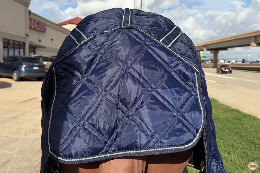 HILASON Western Horse Stable Blanket Quilted | Blankets for Winter Water Resistant Horses Blue