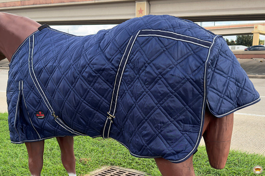 HILASON Western Horse Stable Blanket Quilted | Blankets for Winter Water Resistant Horses Blue
