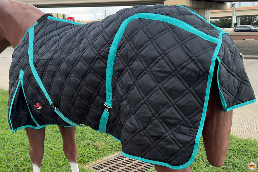 HILASON Western Horse Stable Blanket Quilted | Blankets for Winter Water Resistant Horses Black 66 Inches