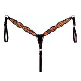 HILASON Western Horse Floral Genuine Leather Breast Collar Dark Brown