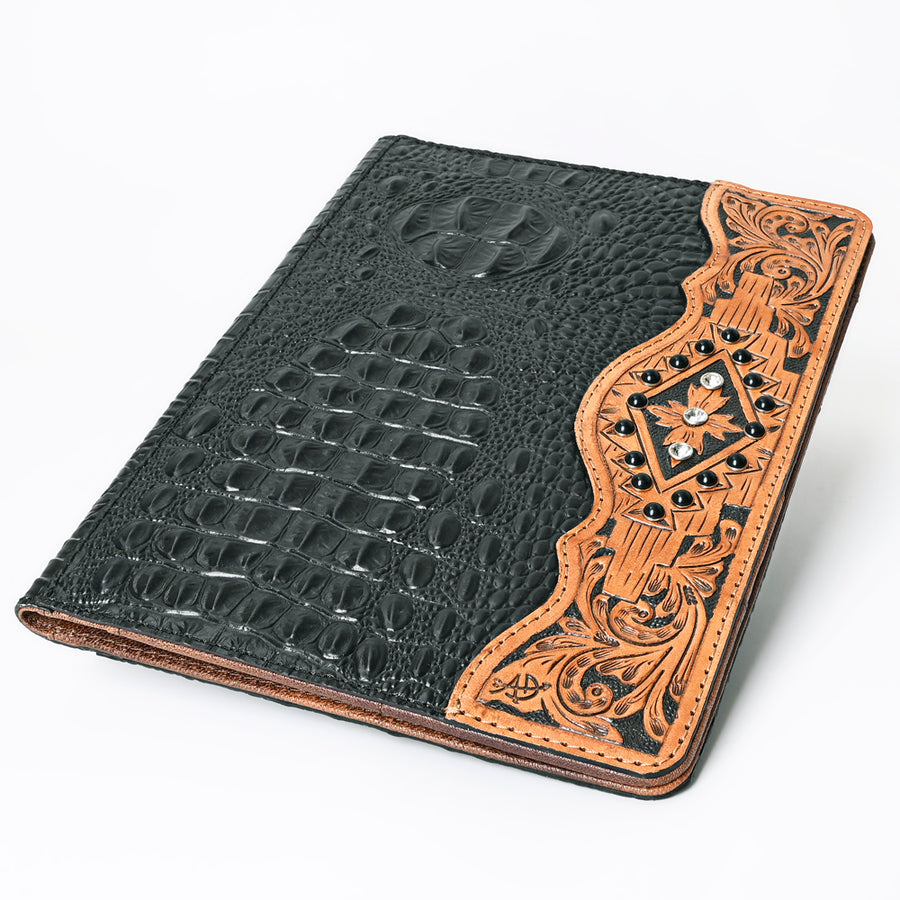 American Darling Portfolio Bag Hand Tooled Crocodile Embossed Genuine Leather Western Women | Student for Sketches