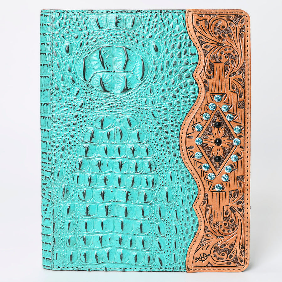American Darling Portfolio Bag Hand Tooled Crocodile Embossed Genuine Leather Western Women | Student for Sketches