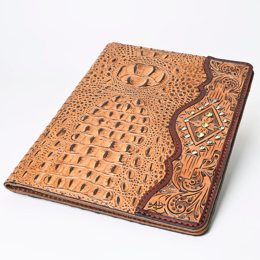 American Darling Portfolio Bag Hand Tooled Crocodile Embossed Genuine Leather Western Women | Student for Sketches