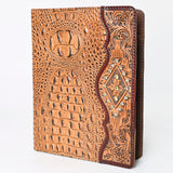 American Darling Portfolio Bag Hand Tooled Crocodile embossed Genuine Leather women bag western handbag purse