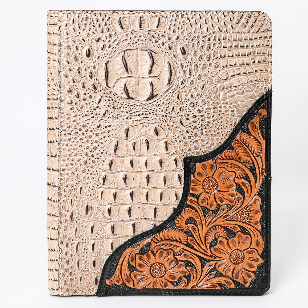 American Darling Portfolio Bag Hand Tooled Crocodile embossed Genuine Leather women bag western handbag purse