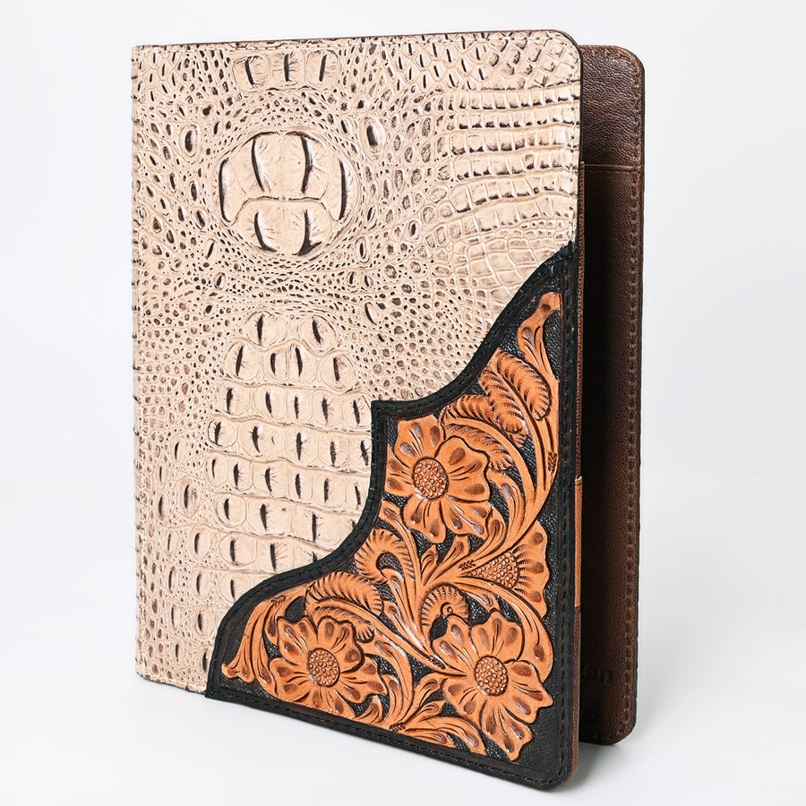 American Darling Crocodile Embossed Hand Tooled Leather Western Portfolio Bag - Uhorse