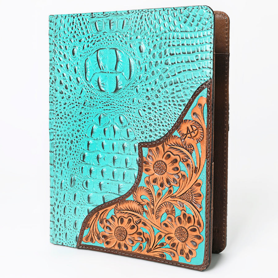 American Darling Crocodile Embossed Hand Tooled Leather Western Portfolio Bag - Uhorse