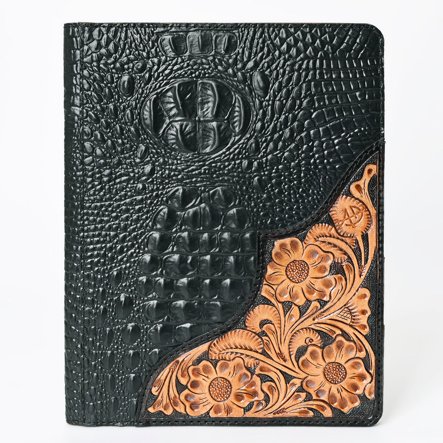 American Darling Portfolio Bag Hand Tooled Crocodile Embossed Genuine Leather Western Women | Student for Sketches
