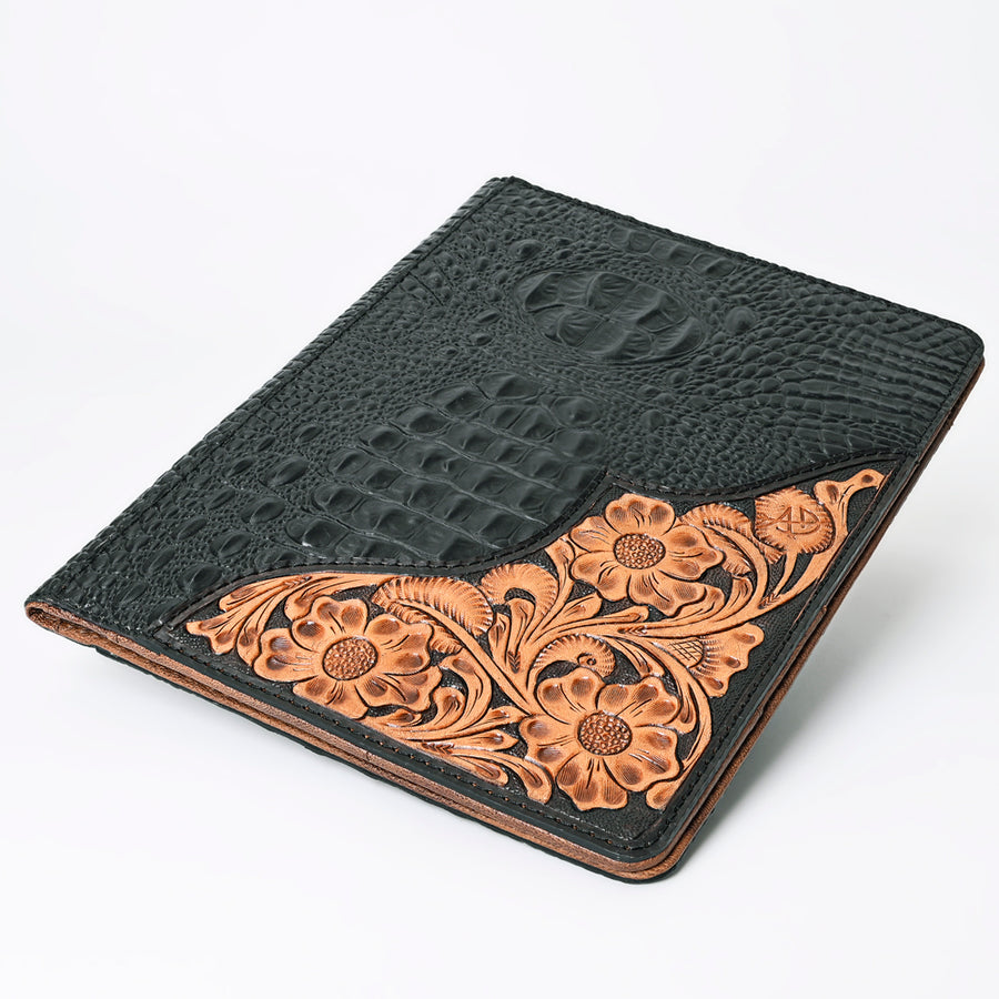 American Darling Portfolio Bag Hand Tooled Crocodile Embossed Genuine Leather Western Women | Student for Sketches
