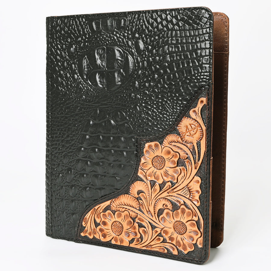 American Darling Crocodile Embossed Hand Tooled Leather Western Portfolio Bag - Uhorse
