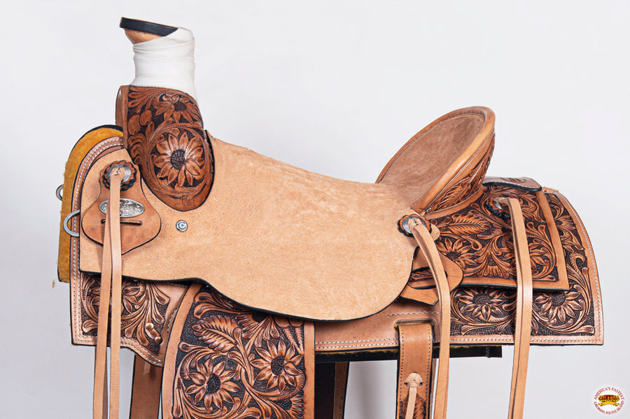 HILASON Western Ranch Roping Cowboy Horse Saddle American Leather Tan