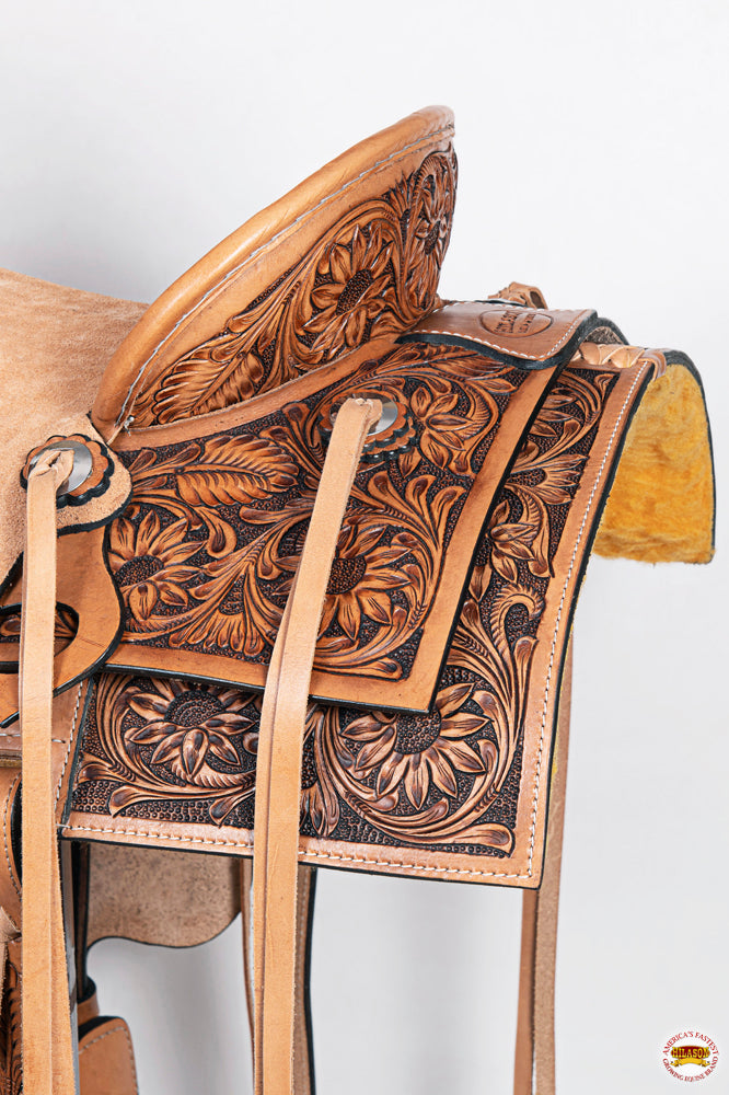 HILASON Western Ranch Roping Cowboy Horse Saddle American Leather Tan