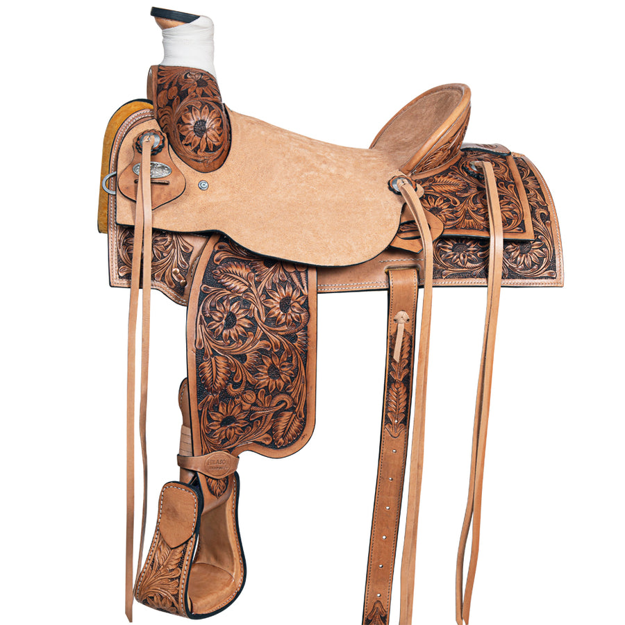 16 In HILASON W. Ranch Roping Cowboy H. Saddle American Leather Tan – by Hilason – Cowboy and equestrian accessories