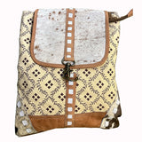 OHLAY KB496 Backpack Upcycled Canvas Hair-On Genuine Leather women bag western handbag purse