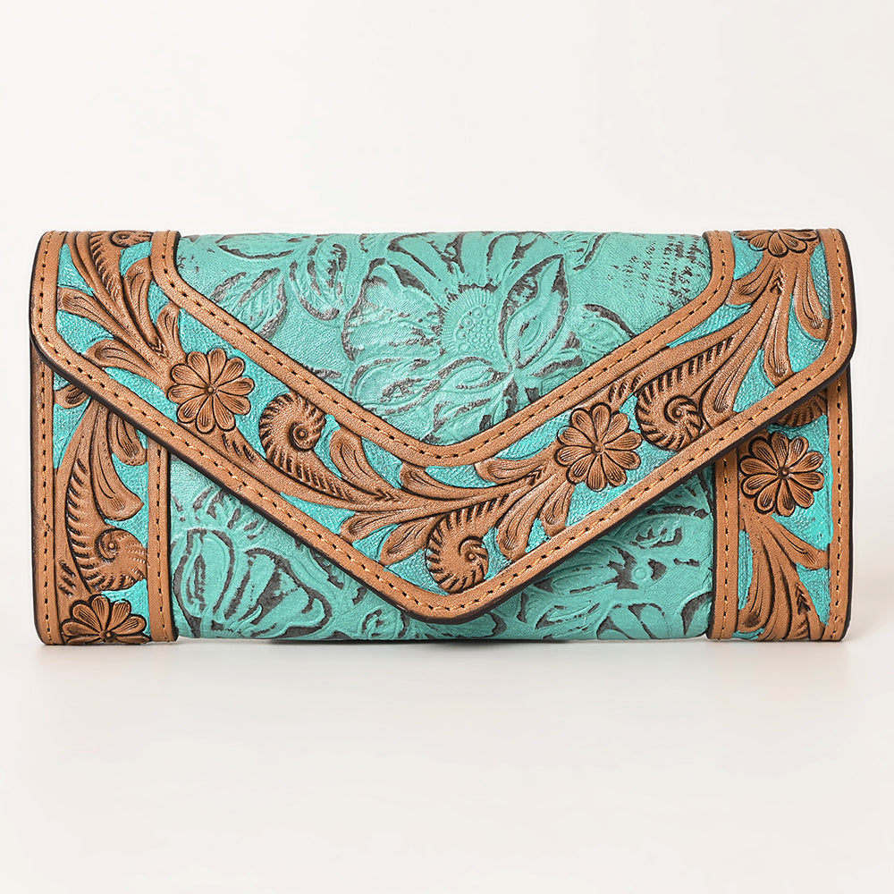 OHLAY WALLET Hand Tooled Embossed Genuine Leather women bag western handbag purse
