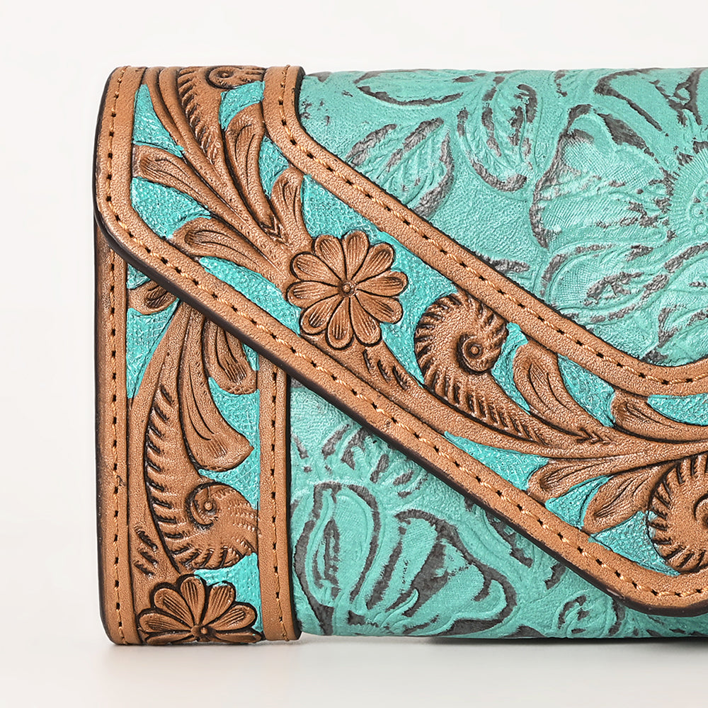 OHLAY WALLET Hand Tooled Embossed Genuine Leather women bag western handbag purse
