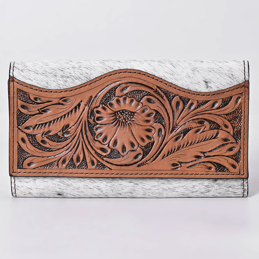 OHLAY Wallet Hand Tooled Hair-On Genuine Leather Women Bag Western Handbag Purse | Womens Handbags |Leather Belt for Summer