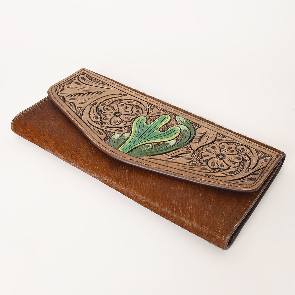 OHLAY WALLET Hand Tooled Hair-on Genuine Leather women bag western handbag purse