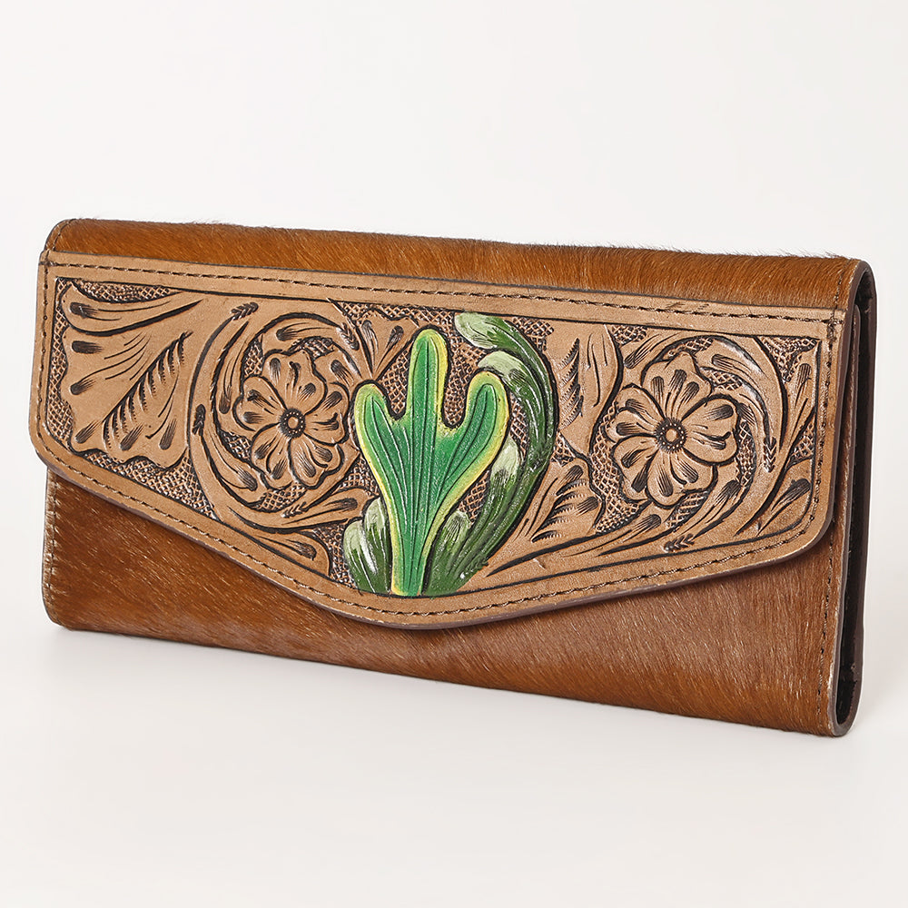 OHLAY WALLET Hand Tooled Hair-on Genuine Leather women bag western handbag purse