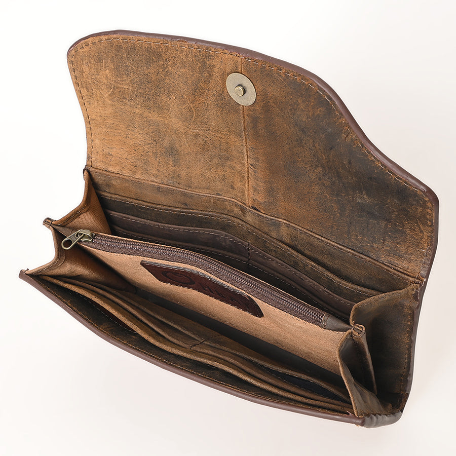 OHLAY Wallet Hand Tooled Hair-On Genuine Leather Women Bag Western Handbag Purse | Womens Handbags |Leather Belt for Summer