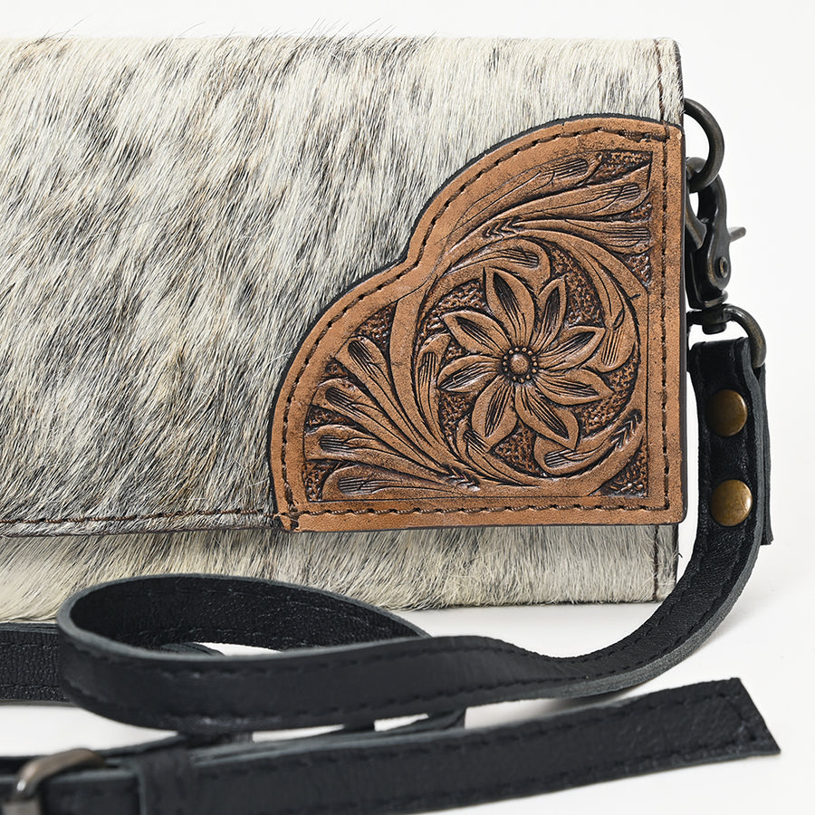 OHLAY Wallet Hand Tooled Hair-On Genuine Leather Women Bag Western Handbag Purse | Womens Handbags |Leather Belt for Summer