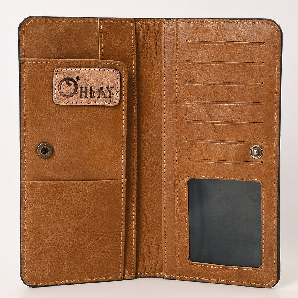 OHLAY WALLET Hand Tooled Genuine Leather women bag western handbag purse