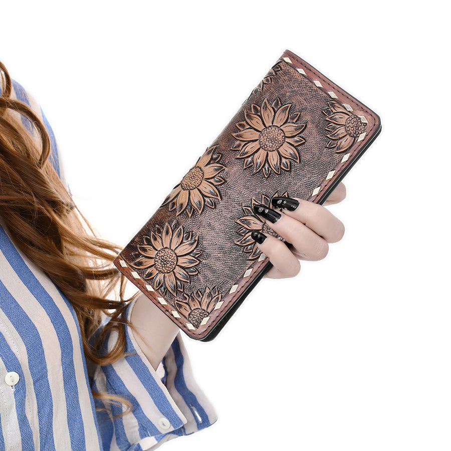 OHLAY Wallet Hand Tooled Genuine Leather Women Bag Western Handbag Purse | Womens Handbags |Leather Belt for Summer