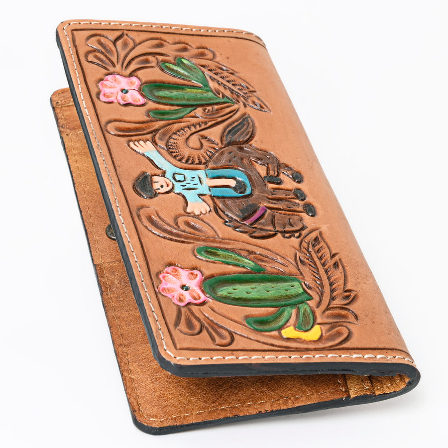 OHLAY WALLET Hand Tooled Genuine Leather women bag western handbag purse