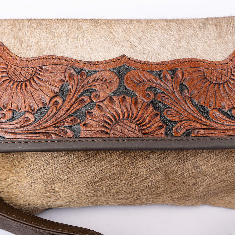 OHLAY Wallet Hand Tooled Hair-On Genuine Leather Women Bag Western Handbag Purse | Womens Handbags |Leather Belt for Summer