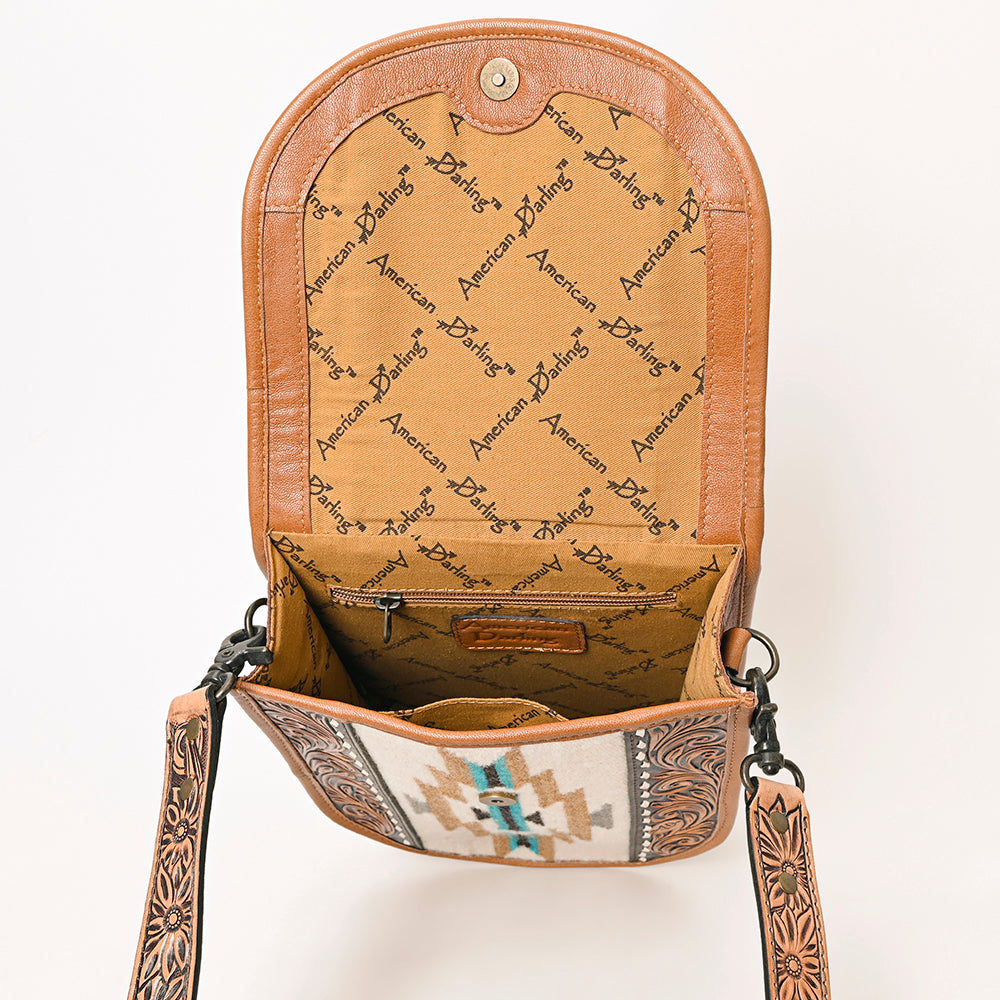 ADBG1202 American Darling Hand Tooled Saddle Blanket Genuine Leather Women Bag Western Handbag Purse